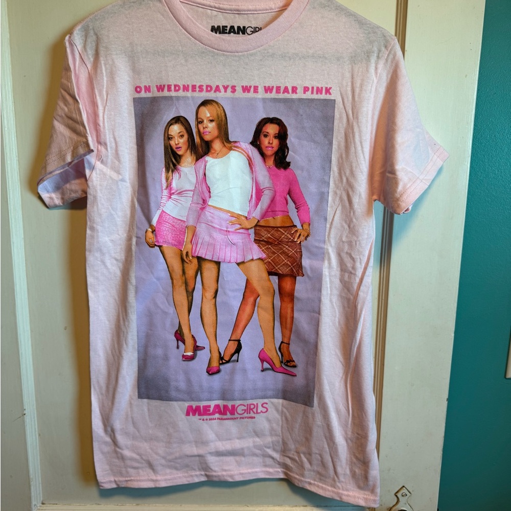Mean Girls We wear pink on Wednesday T-Shirt with some color transfer on front